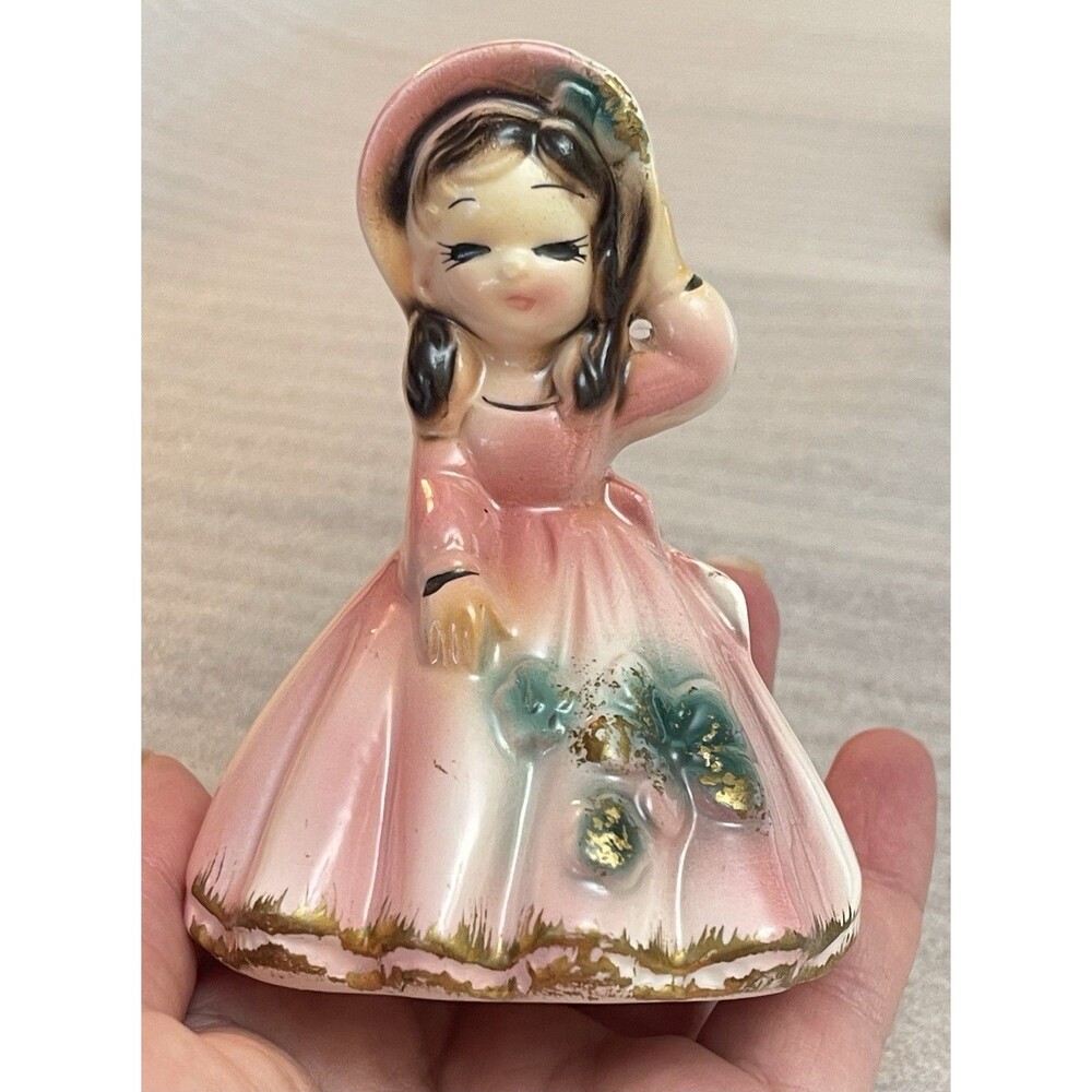 Lot of 4 1950s VTG Southern Belle Clapper Girl Porcelain Bell Figurines Japan - Picture 6 of 12